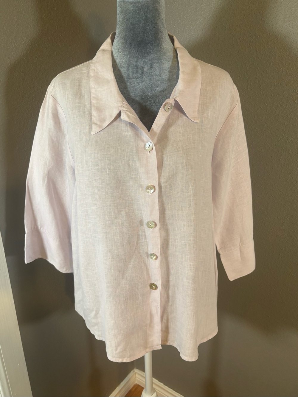 Habitat Clothes to Live on Light Pink Linen Button Front Shirt Size L - Picture 3 of 13